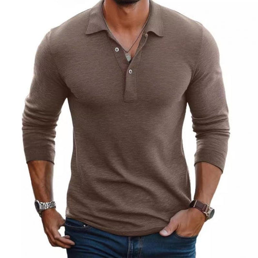 Polo boutonné à manches longues pour hommes