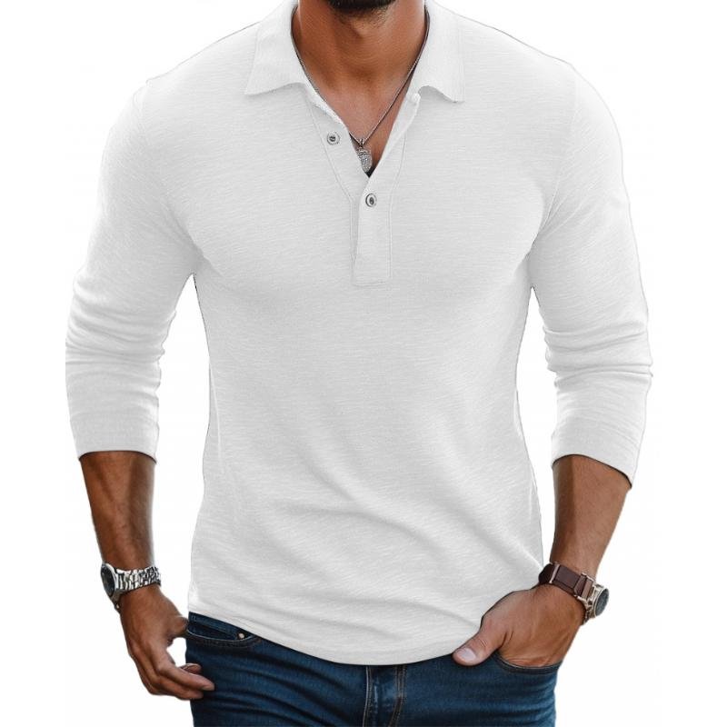 Polo boutonné à manches longues pour hommes