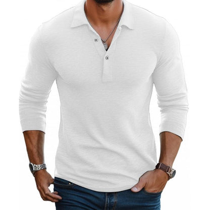 Polo boutonné à manches longues pour hommes