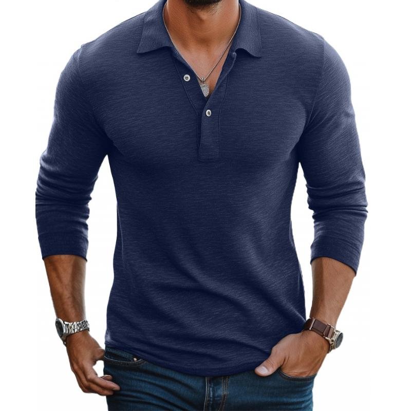 Polo boutonné à manches longues pour hommes