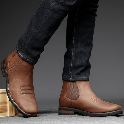 Chelsea boots avec surpiqûres d'inspiration western pour homme | idéal pour les sorties en ville