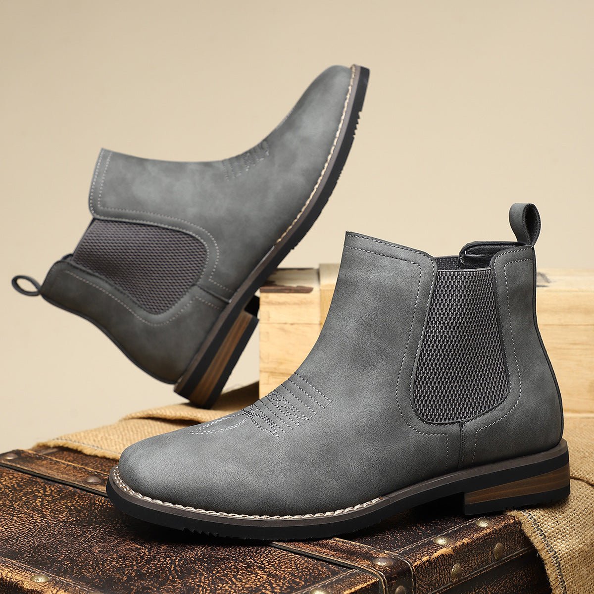 Chelsea boots avec surpiqûres d'inspiration western pour homme | idéal pour les sorties en ville