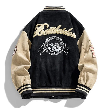 Blouson bomber à patchs brodés pour hommes