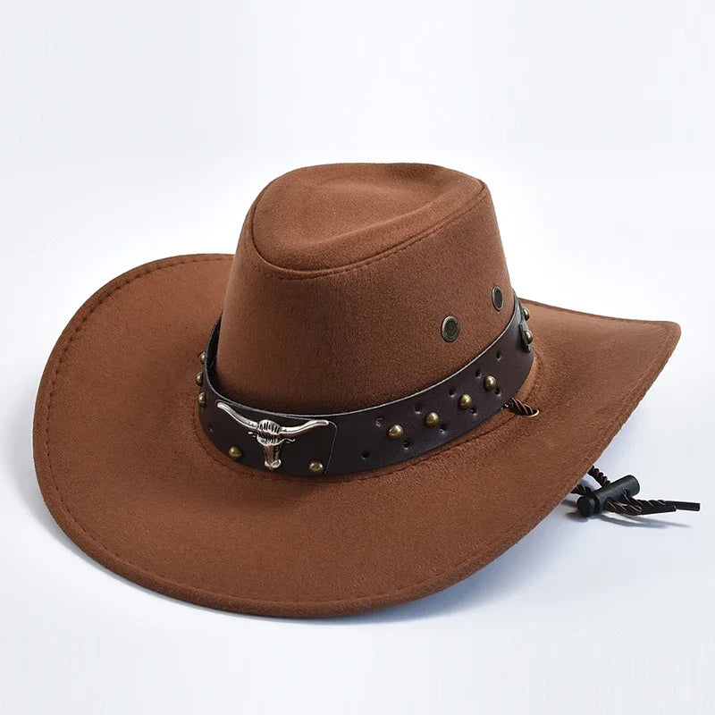 Chapeau de cowboy pour homme à larges bords western | Idéal pour les festivals et les sorties en plein air