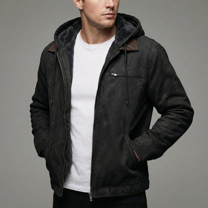 Veste À Capuche Effet Daim Avec Fermeture Éclair Pour Homme | Idéale Pour L'automne Et L'hiver