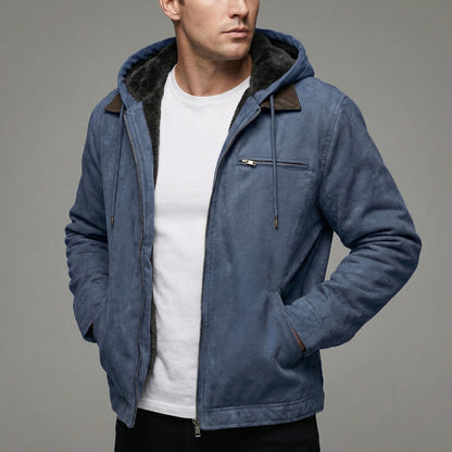 Veste À Capuche Effet Daim Avec Fermeture Éclair Pour Homme | Idéale Pour L'automne Et L'hiver