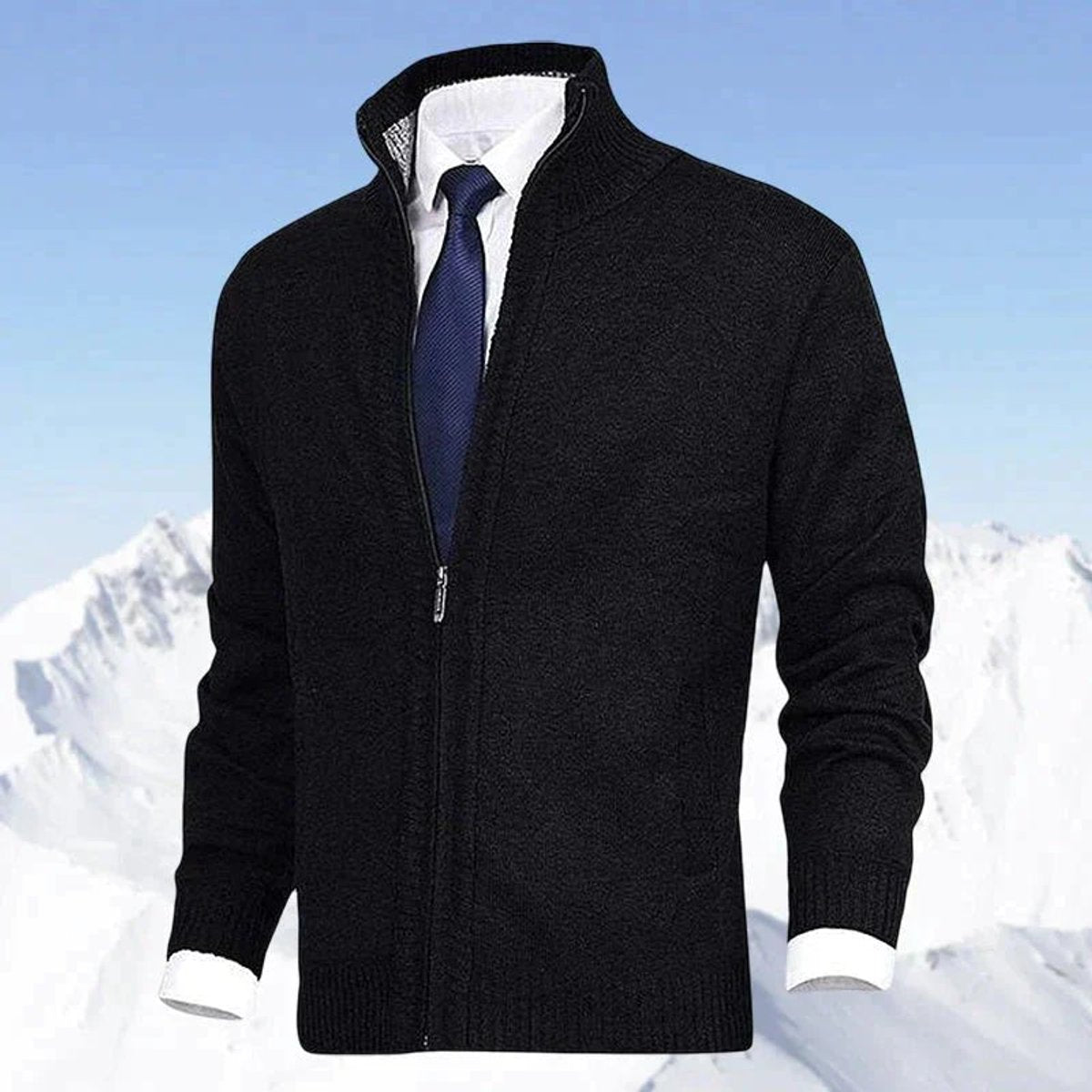 Cardigan zippé à col montant avec poches pour hommes | Idéal pour l’automne et l’hiver