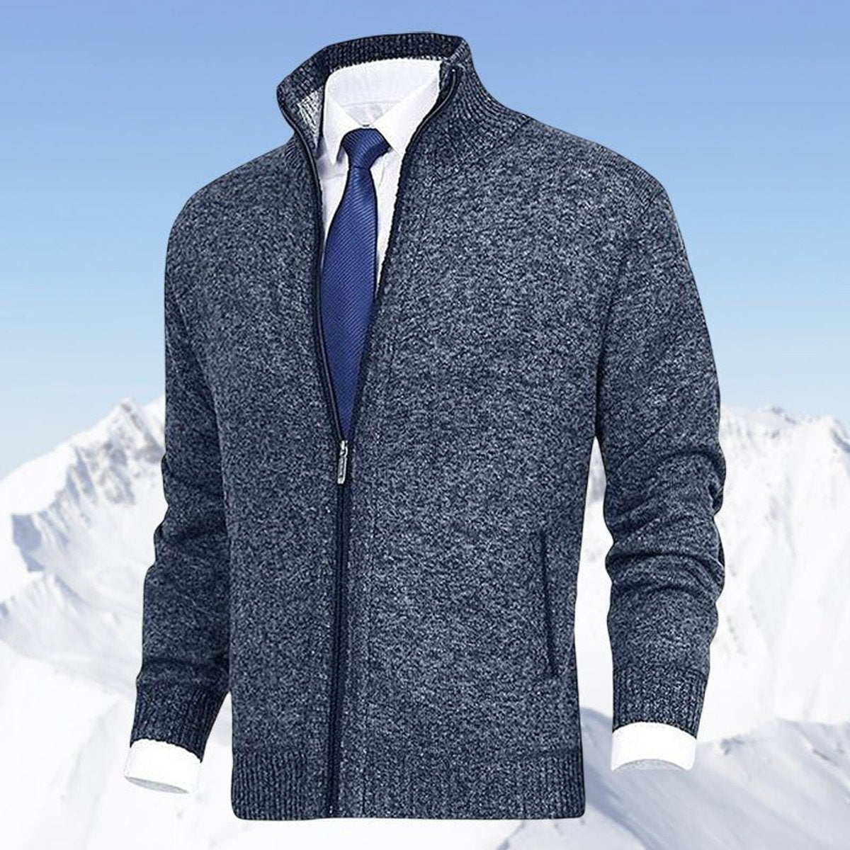 Cardigan zippé à col montant avec poches pour hommes | Idéal pour l’automne et l’hiver