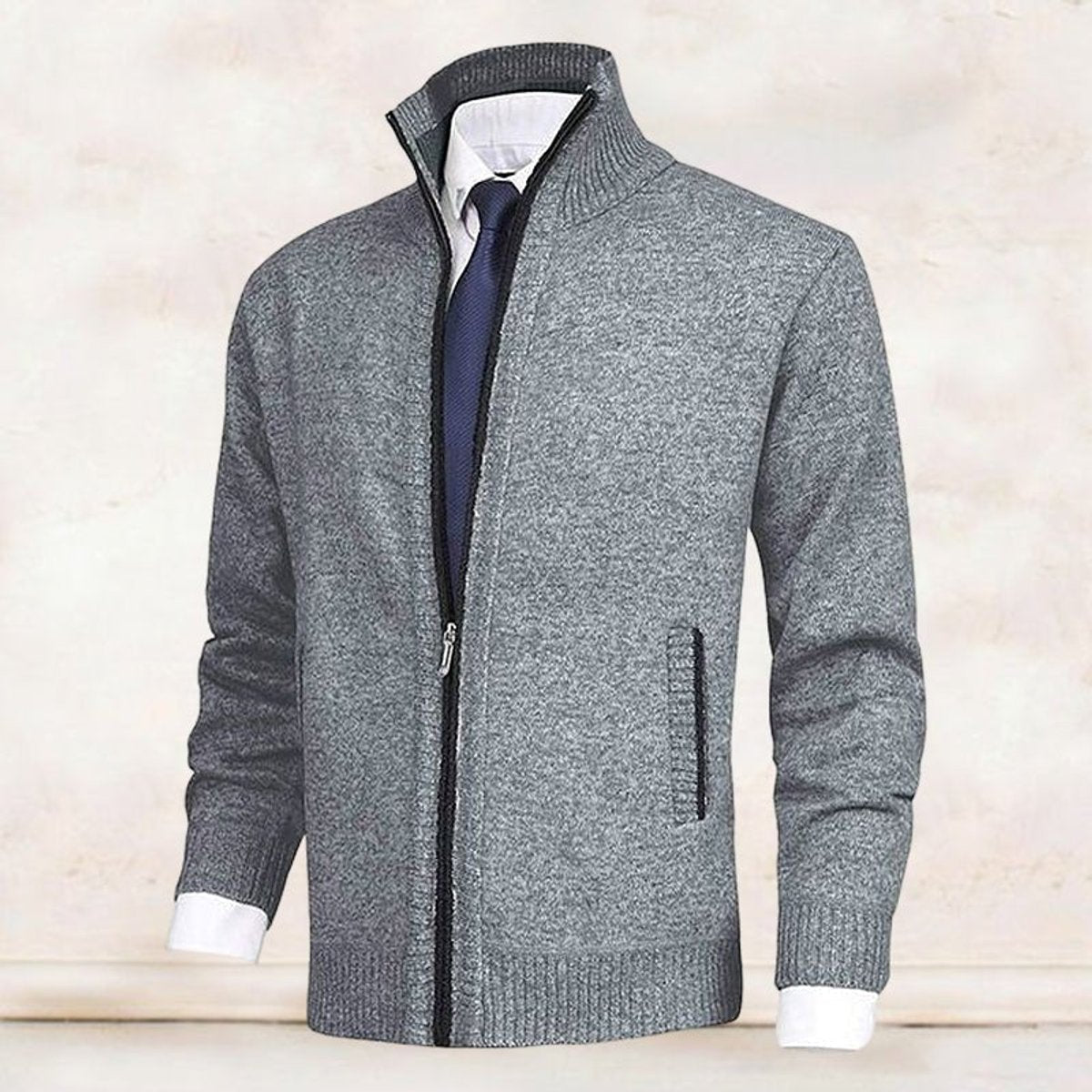 Cardigan zippé à col montant avec poches pour hommes | Idéal pour l’automne et l’hiver