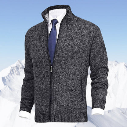 Cardigan zippé à col montant avec poches pour hommes | Idéal pour l’automne et l’hiver