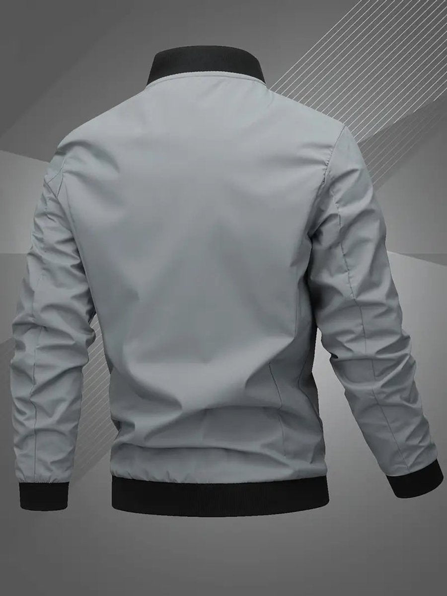 Blouson bomber à col montant avec fermeture éclair pour hommes | Idéal pour l’automne