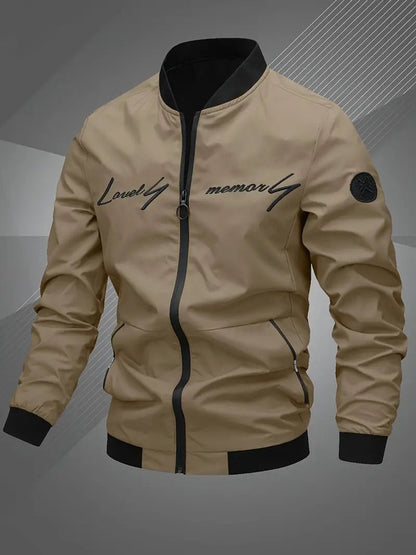 Blouson bomber à col montant avec fermeture éclair pour hommes | Idéal pour l’automne