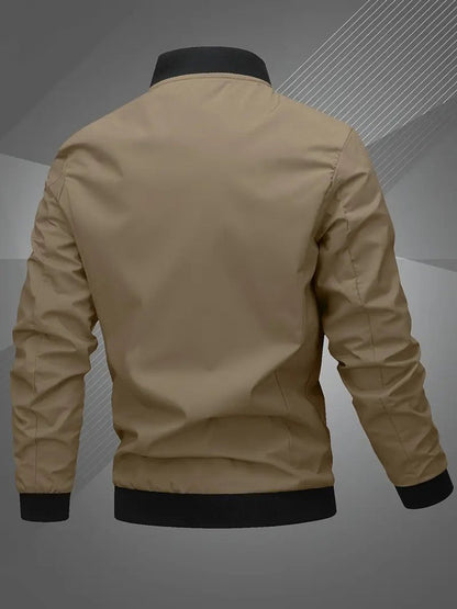 Blouson bomber à col montant avec fermeture éclair pour hommes | Idéal pour l’automne