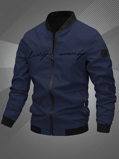 Blouson bomber à col montant avec fermeture éclair pour hommes | Idéal pour l’automne