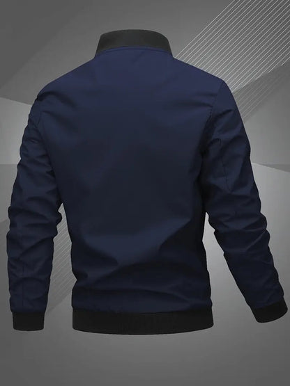 Blouson bomber à col montant avec fermeture éclair pour hommes | Idéal pour l’automne