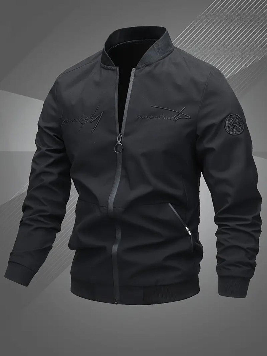 Blouson bomber à col montant avec fermeture éclair pour hommes | Idéal pour l’automne