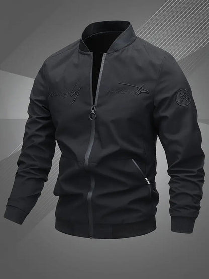 Blouson bomber à col montant avec fermeture éclair pour hommes | Idéal pour l’automne