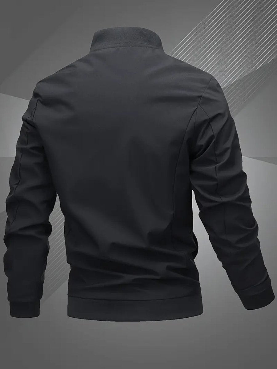 Blouson bomber à col montant avec fermeture éclair pour hommes | Idéal pour l’automne