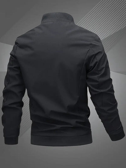 Blouson bomber à col montant avec fermeture éclair pour hommes | Idéal pour l’automne