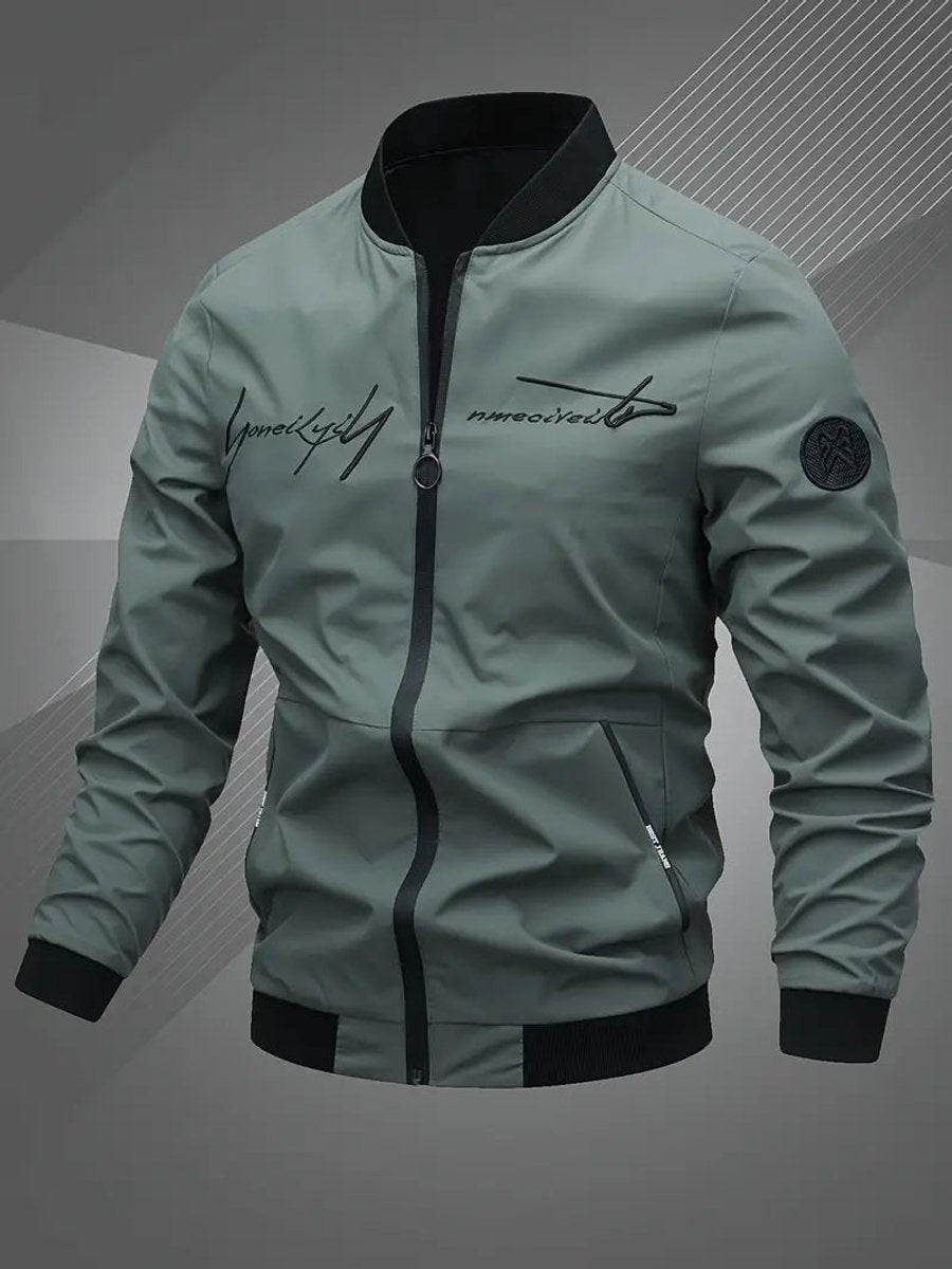 Blouson bomber à col montant avec fermeture éclair pour hommes | Idéal pour l’automne