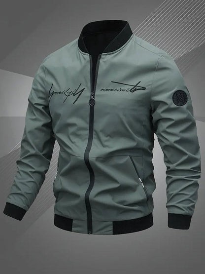 Blouson bomber à col montant avec fermeture éclair pour hommes | Idéal pour l’automne
