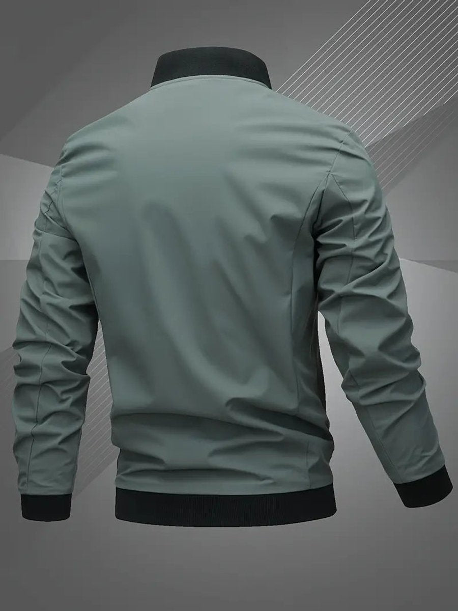 Blouson bomber à col montant avec fermeture éclair pour hommes | Idéal pour l’automne