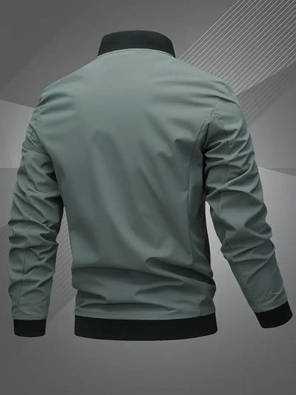 Blouson bomber à col montant avec fermeture éclair pour hommes | Idéal pour l’automne