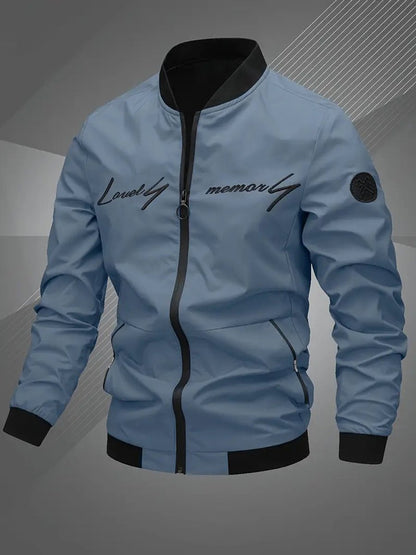 Blouson bomber à col montant avec fermeture éclair pour hommes | Idéal pour l’automne