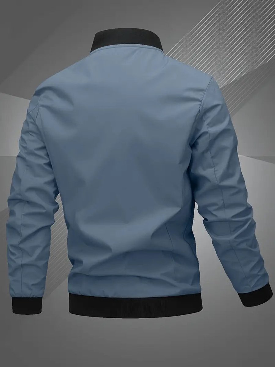 Blouson bomber à col montant avec fermeture éclair pour hommes | Idéal pour l’automne