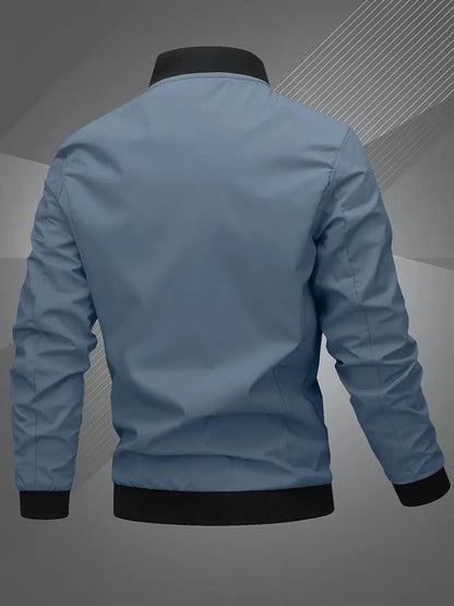 Blouson bomber à col montant avec fermeture éclair pour hommes | Idéal pour l’automne
