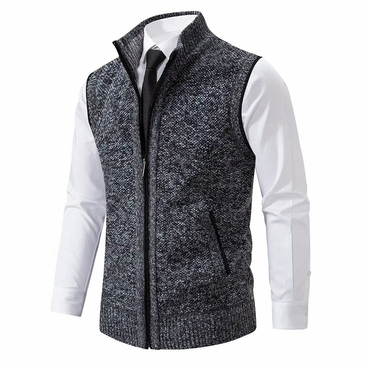 Gilet sans manches à col montant et fermeture zippée pour homme | Idéal pour l'automne