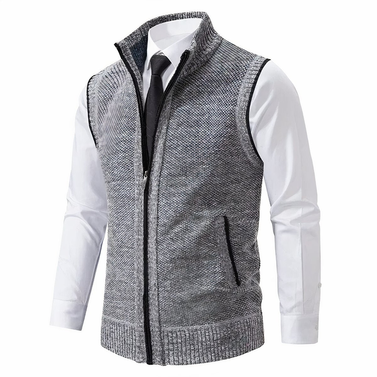Gilet sans manches à col montant et fermeture zippée pour homme | Idéal pour l'automne