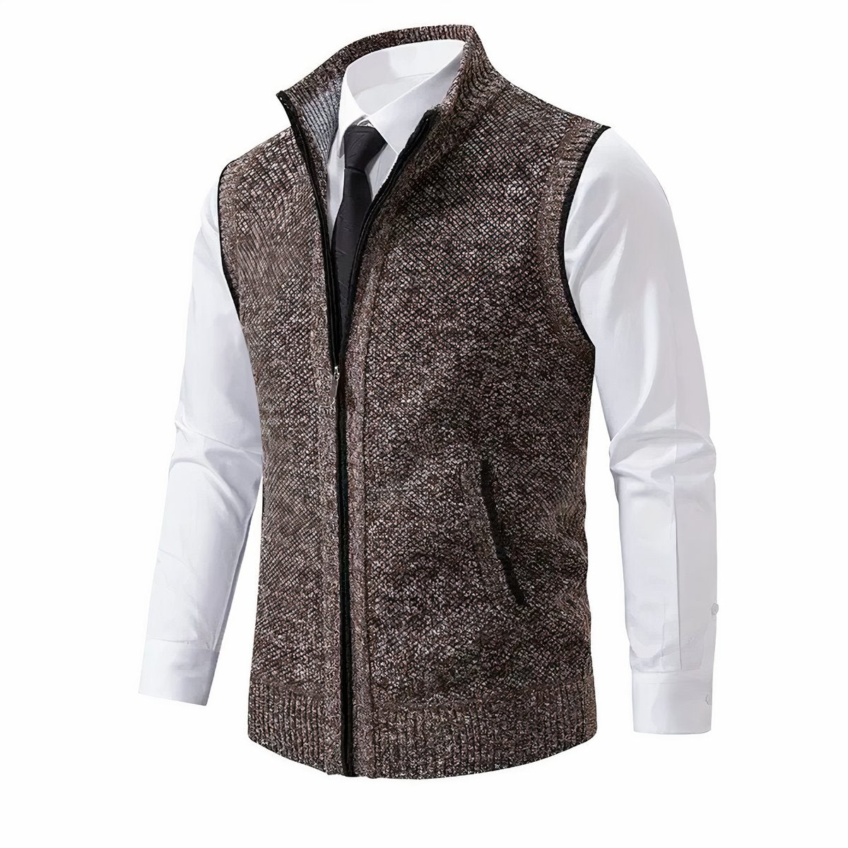 Gilet sans manches à col montant et fermeture zippée pour homme | Idéal pour l'automne
