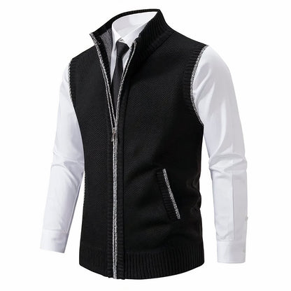 Gilet sans manches à col montant et fermeture zippée pour homme | Idéal pour l'automne