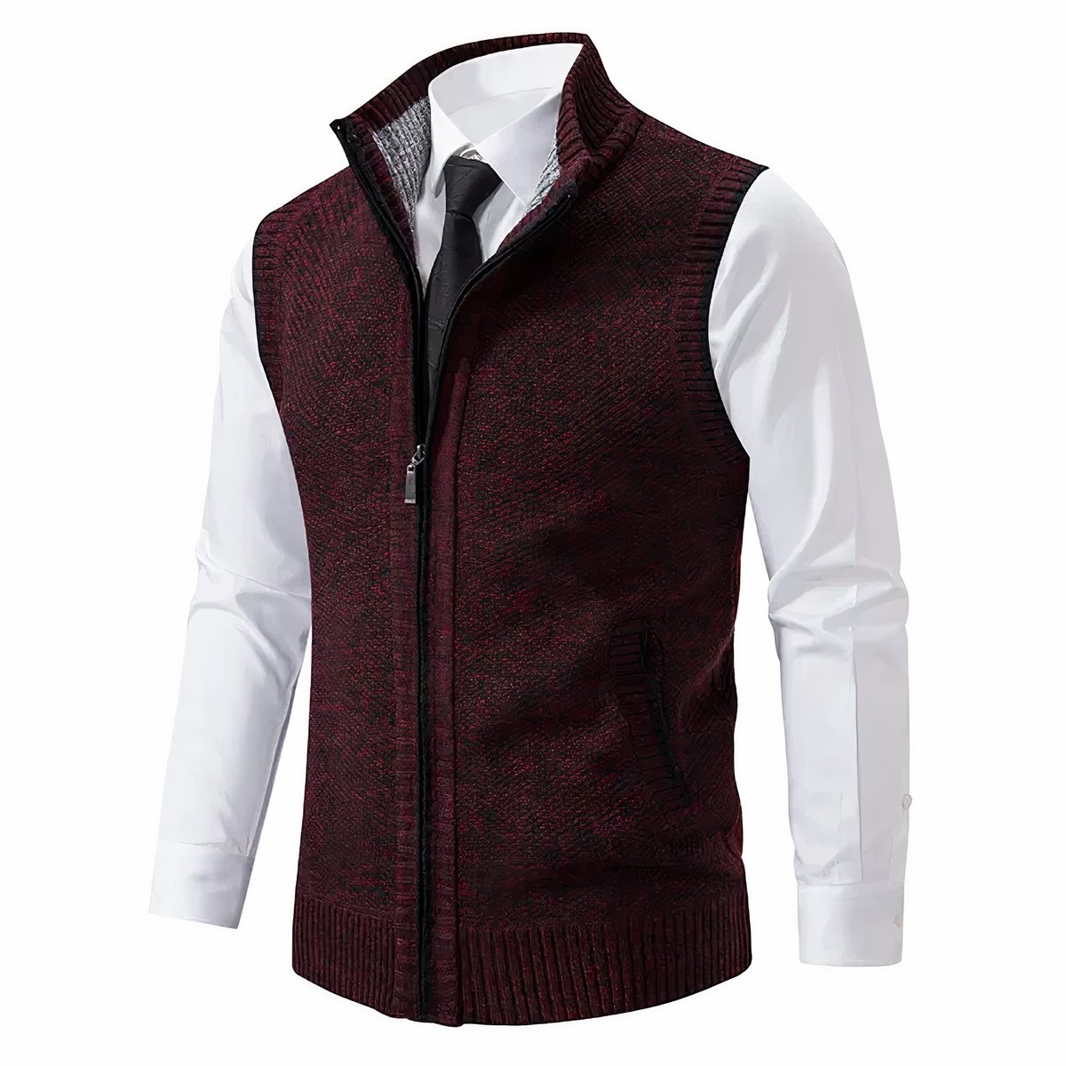 Gilet sans manches à col montant et fermeture zippée pour homme | Idéal pour l'automne