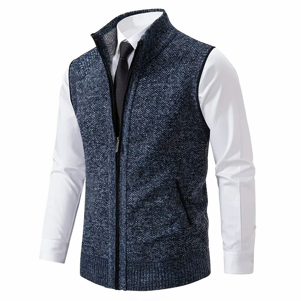 Gilet sans manches à col montant et fermeture zippée pour homme | Idéal pour l'automne