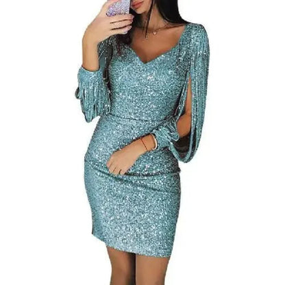 Robe de Soirée Mini à Paillettes avec Décolleté en V pour Femmes | Idéale pour les Événements Spéciaux