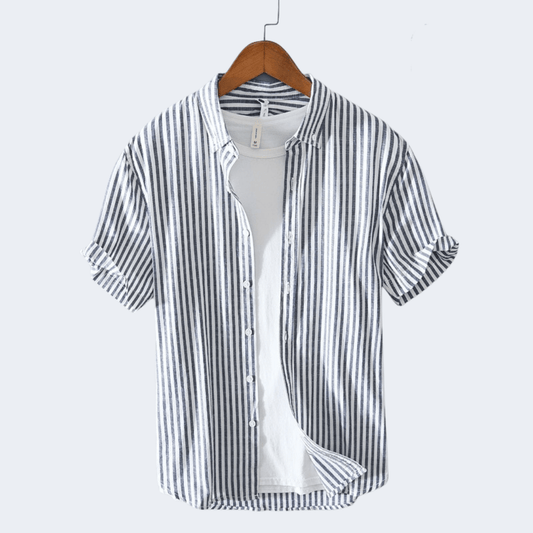 Chemise à Rayures Bleues et Blanches avec Col Classique pour Homme | Idéal pour l’Été