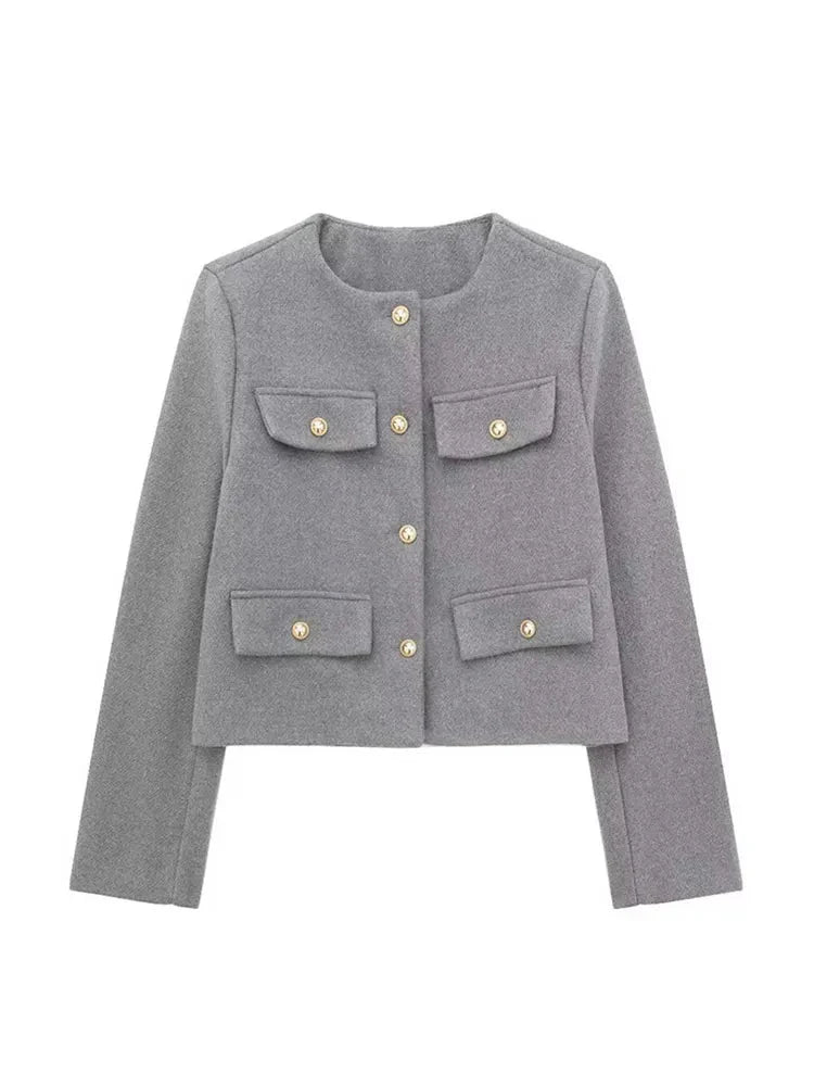 Blazer À Coupe Ajustée Avec Motif Tweed Pour Femme | Idéal Pour Le Travail Et Les Occasions Formelles