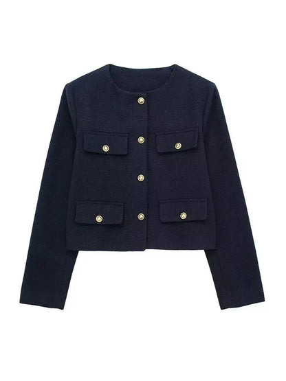 Blazer À Coupe Ajustée Avec Motif Tweed Pour Femme | Idéal Pour Le Travail Et Les Occasions Formelles