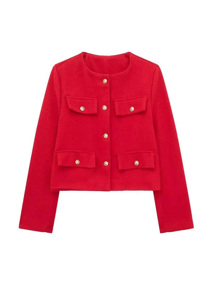Blazer À Coupe Ajustée Avec Motif Tweed Pour Femme | Idéal Pour Le Travail Et Les Occasions Formelles