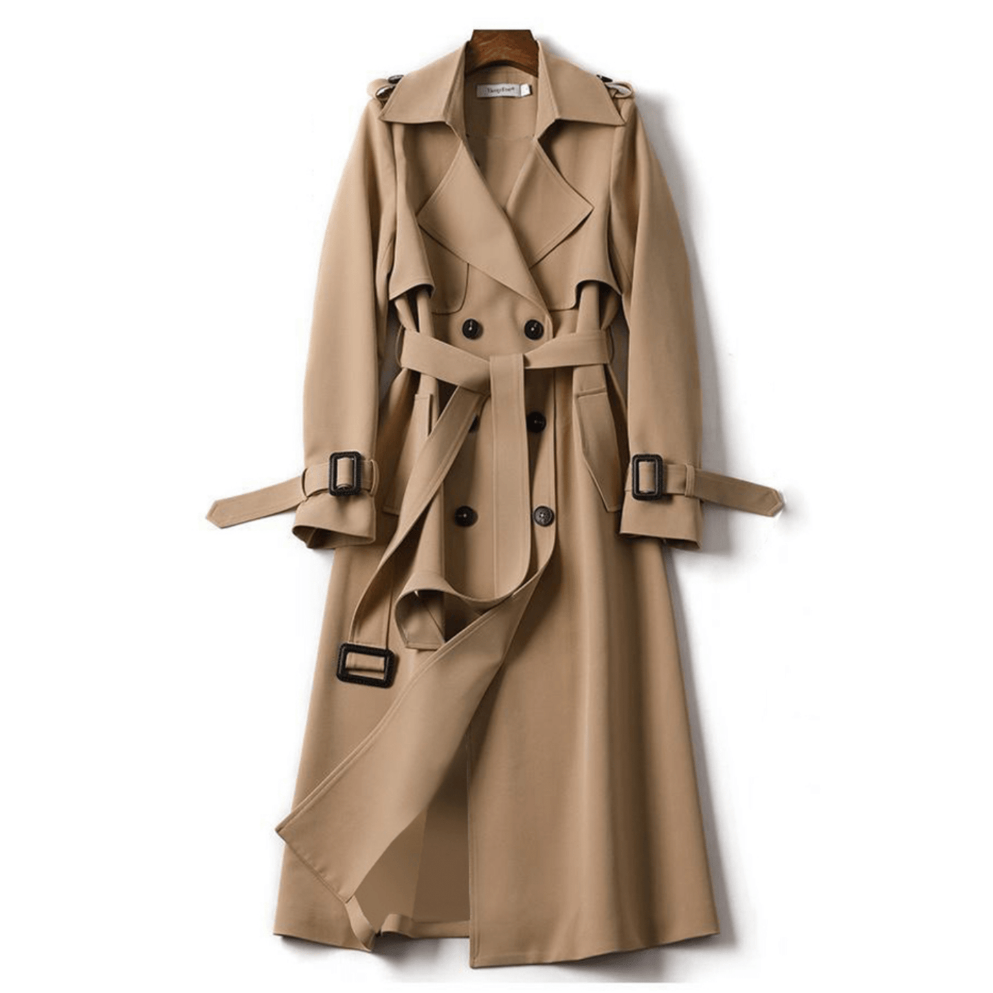 Trench-Coat Long à Double Boutonnage avec Ceinture à Nouer pour Femmes | Idéal pour Bureau et Sorties