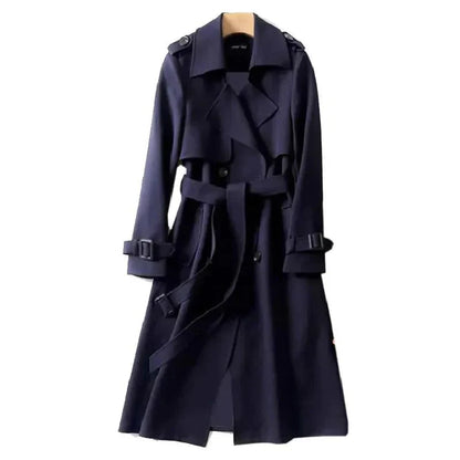 Trench-Coat Long à Double Boutonnage avec Ceinture à Nouer pour Femmes | Idéal pour Bureau et Sorties