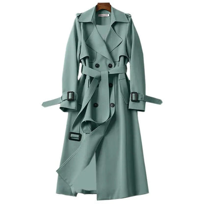 Trench-Coat Long à Double Boutonnage avec Ceinture à Nouer pour Femmes | Idéal pour Bureau et Sorties