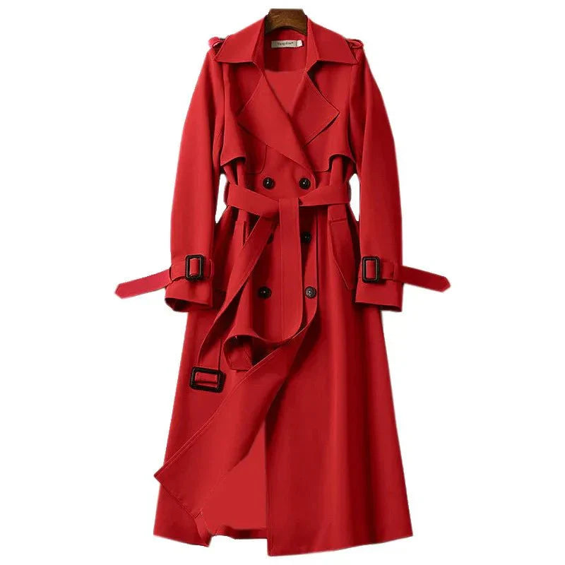 Trench-Coat Long à Double Boutonnage avec Ceinture à Nouer pour Femmes | Idéal pour Bureau et Sorties