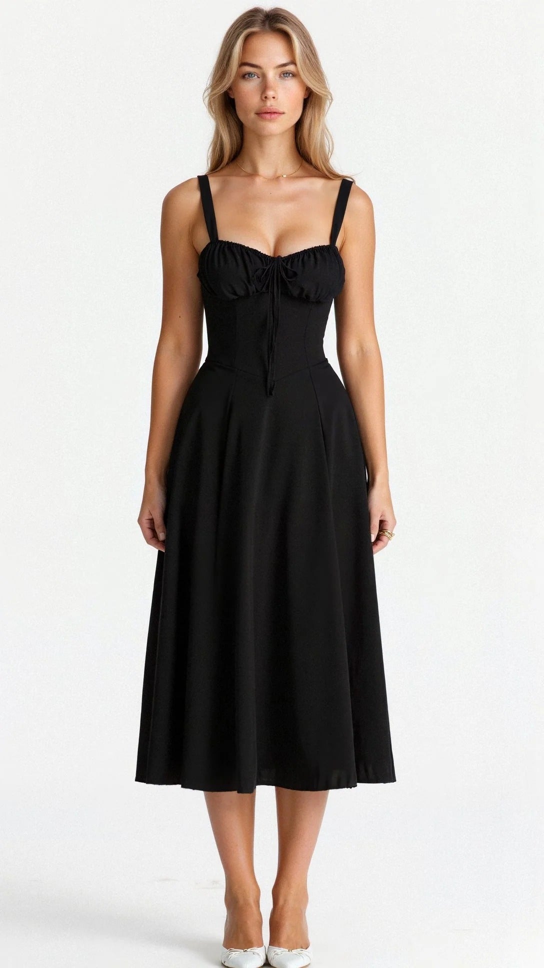Robe Longue à Bustier Lacé avec Ourlet Fendu pour Femme | Idéale pour l'Été