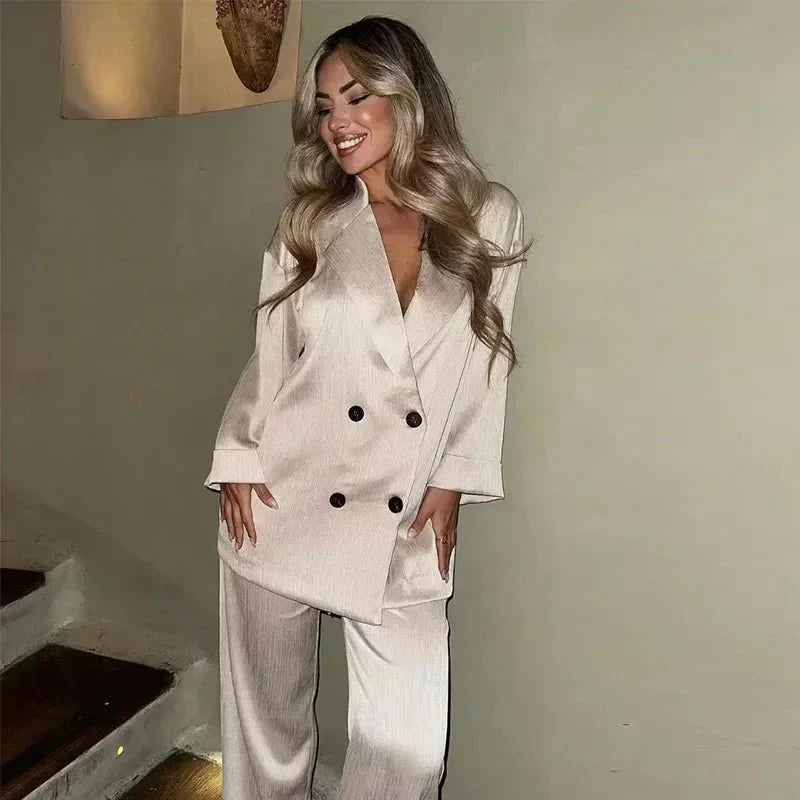 Ensemble Blazer Et Pantalon À Coupe Ample pour Femmes | Idéal pour Le Bureau Et Les Sorties