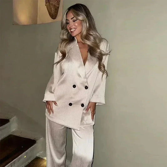 Ensemble Blazer Et Pantalon À Coupe Ample pour Femmes | Idéal pour Le Bureau Et Les Sorties