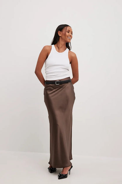 Jupe Midi Taille Haute Fluide Pour Femme | Idéal Pour Sorties Et Occasions Quotidiennes