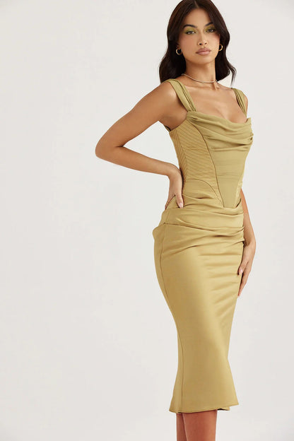 Robe Longue avec Corset Sans Bretelles pour Femme | Idéale pour Soirées ou Cérémonies